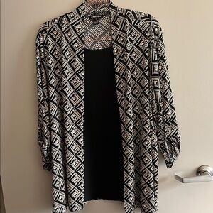 Black and White Geometric Cardigan Sweater